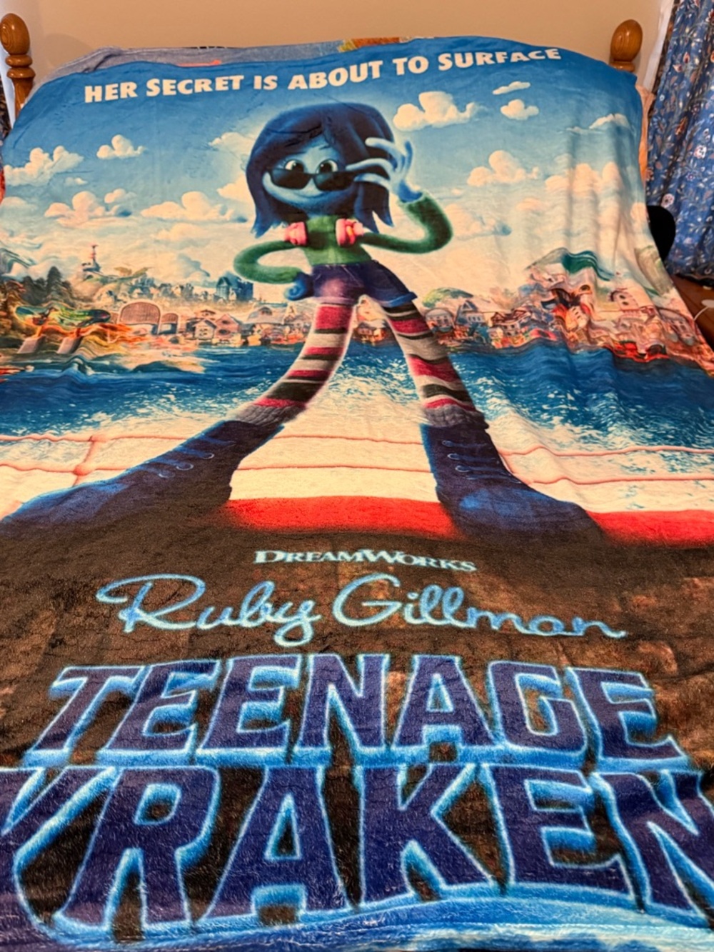 DreamWorks Ruby Gillman Teenage Kraken Blanket - Blue, Pink, Green
